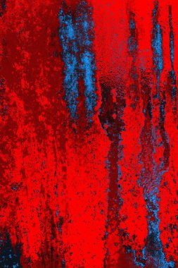 Neon kırmızı ve mavi renkli grunge duvar dokusu arkaplanı