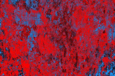 Kırmızı ve mavi renkli grungy duvar, desenli arka plan