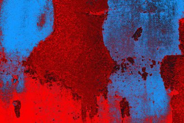 Neon kırmızı ve mavi renkli grunge duvar dokusu arkaplanı