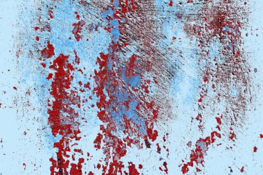 Kırık tarih arkaplanı olan kırmızı, mavi ve siyah grunge duvar