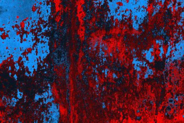 Neon kırmızı ve mavi renkli grunge duvar dokusu arkaplanı