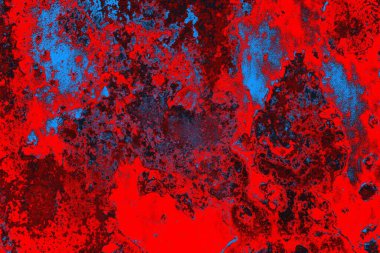 Neon kırmızı ve mavi renkli grunge duvar dokusu arkaplanı