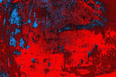 Neon kırmızı ve mavi renkli grunge duvar dokusu arkaplanı