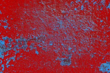 Kırık tarih arkaplanı olan kırmızı, mavi ve siyah grunge duvar