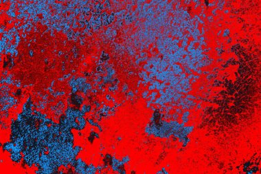 Neon kırmızı ve mavi renkli grunge duvar dokusu arkaplanı