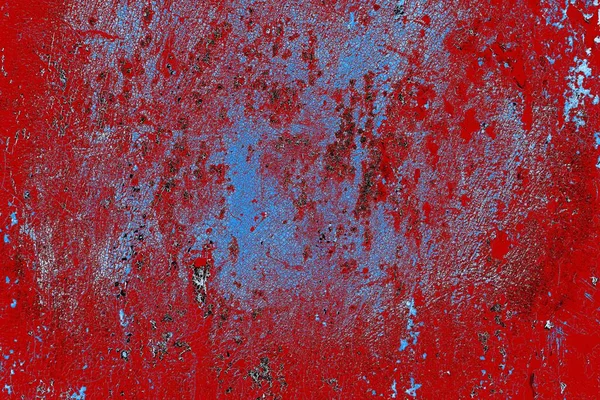 Rot Blau Und Schwarz Gefärbte Grunge Wand Mit Rissigem Datiertem — Stockfoto