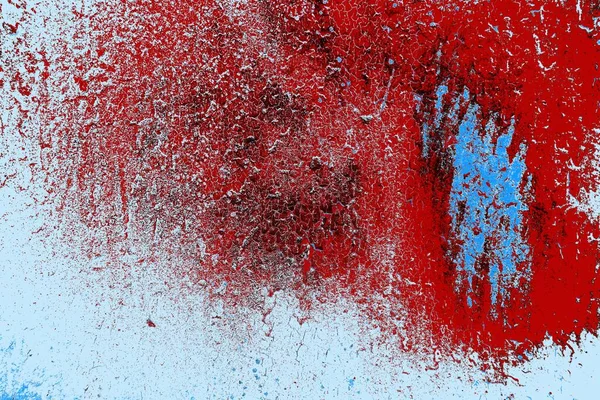Kırık tarih arkaplanı olan kırmızı, mavi ve siyah grunge duvar