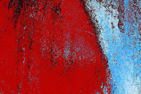 Kırık tarih arkaplanı olan kırmızı, mavi ve siyah grunge duvar