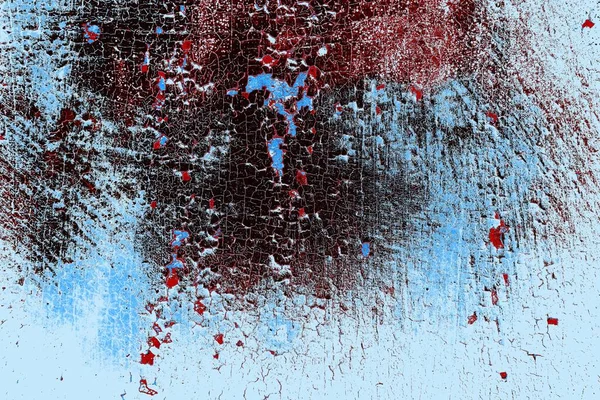 Kırık tarih arkaplanı olan kırmızı, mavi ve siyah grunge duvar