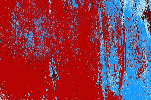 Rot Blau Und Schwarz Gefärbte Grunge Wand Mit Rissigem Datiertem — Stockfoto