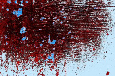 Kırık tarih arkaplanı olan kırmızı, mavi ve siyah grunge duvar