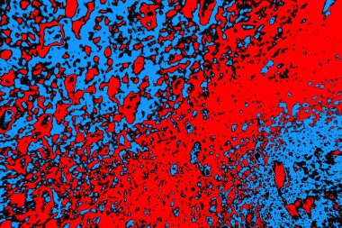 Kırmızı ve mavi renkli, soyut, esmer, pejmürde bir doku. Grunge arkaplanı, metin veya reklam için boşluk resmini kopyala