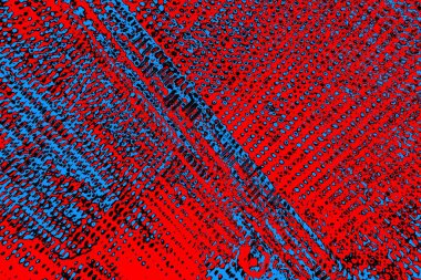 Soyut kırmızı ve mavi renkli pejmürde bir doku. Grunge arkaplanı, metin veya reklam için boşluk resmini kopyala