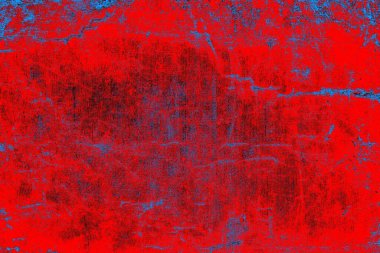 Soyut kırmızı ve mavi renkli pejmürde bir doku. Grunge arkaplanı, metin veya reklam için boşluk resmini kopyala