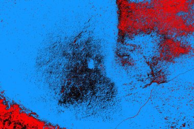 Soyut kırmızı ve mavi renkli pejmürde bir doku. Grunge arkaplanı, metin veya reklam için boşluk resmini kopyala