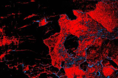 Soyut kırmızı ve mavi renkli pejmürde bir doku. Grunge arkaplanı, metin veya reklam için boşluk resmini kopyala