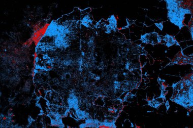 Soyut kırmızı ve mavi renkli pejmürde bir doku. Grunge arkaplanı, metin veya reklam için boşluk resmini kopyala