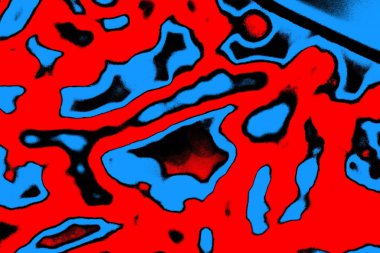 Soyut kırmızı ve mavi renkli pejmürde bir doku. Grunge arkaplanı, metin veya reklam için boşluk resmini kopyala