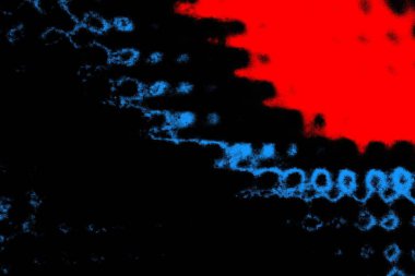 Kırmızı ve mavi renkli, soyut, esmer, pejmürde bir doku. Grunge arkaplanı, metin veya reklam için boşluk resmini kopyala