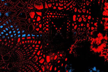 Kırmızı ve mavi renkli, soyut, esmer, pejmürde bir doku. Grunge arkaplanı, metin veya reklam için boşluk resmini kopyala