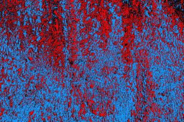 Soyut kırmızı ve mavi renkli pejmürde bir doku. Grunge arkaplanı, metin veya reklam için boşluk resmini kopyala