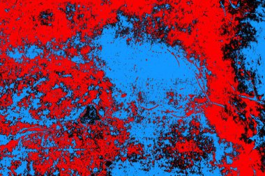 Soyut kırmızı ve mavi renkli pejmürde bir doku. Grunge arkaplanı, metin veya reklam için boşluk resmini kopyala