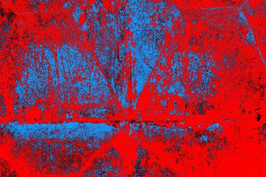 Kırmızı ve mavi renkli, soyut, esmer, pejmürde bir doku. Grunge arkaplanı, metin veya reklam için boşluk resmini kopyala