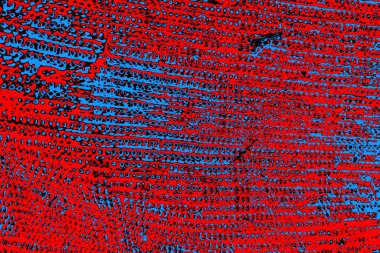 Soyut kırmızı ve mavi renkli pejmürde bir doku. Grunge arkaplanı, metin veya reklam için boşluk resmini kopyala