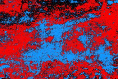 Soyut kırmızı ve mavi renkli pejmürde bir doku. Grunge arkaplanı, metin veya reklam için boşluk resmini kopyala