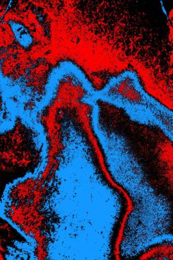 Soyut kırmızı ve mavi renkli pejmürde bir doku. Grunge arkaplanı, metin veya reklam için boşluk resmini kopyala