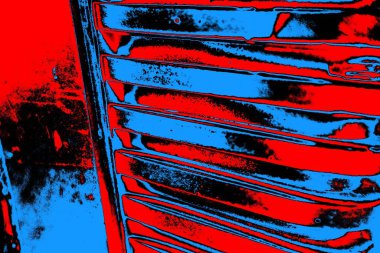 Soyut kırmızı ve mavi renkli pejmürde bir doku. Grunge arkaplanı, metin veya reklam için boşluk resmini kopyala