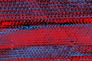 Kırmızı ve mavi renkli, soyut, esmer, pejmürde bir doku. Grunge arkaplanı, metin veya reklam için boşluk resmini kopyala