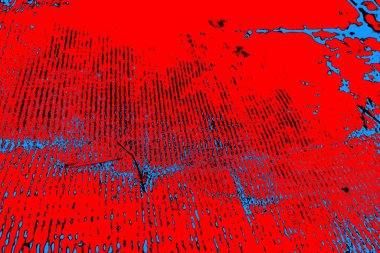 Soyut kırmızı ve mavi renkli pejmürde bir doku. Grunge arkaplanı, metin veya reklam için boşluk resmini kopyala