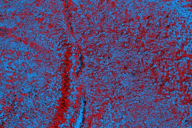 Soyut kırmızı ve mavi renkli pejmürde bir doku. Grunge arkaplanı, metin veya reklam için boşluk resmini kopyala