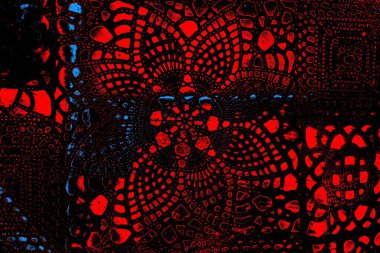 Kırmızı ve mavi renkli, soyut, esmer, pejmürde bir doku. Grunge arkaplanı, metin veya reklam için boşluk resmini kopyala