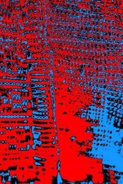 Soyut kırmızı ve mavi renkli pejmürde bir doku. Grunge arkaplanı, metin veya reklam için boşluk resmini kopyala