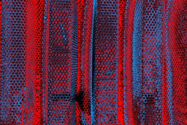 Soyut kırmızı ve mavi renkli pejmürde bir doku. Grunge arkaplanı, metin veya reklam için boşluk resmini kopyala