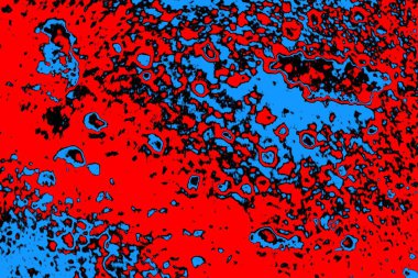 Kırmızı ve mavi renkli, soyut, esmer, pejmürde bir doku. Grunge arkaplanı, metin veya reklam için boşluk resmini kopyala