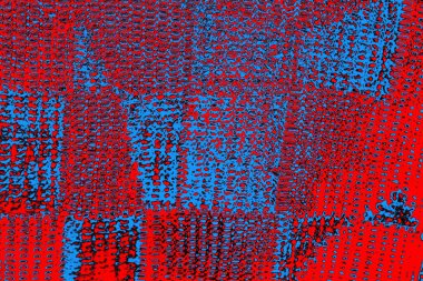 Soyut kırmızı ve mavi renkli pejmürde bir doku. Grunge arkaplanı, metin veya reklam için boşluk resmini kopyala