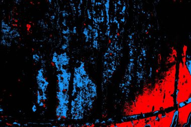 Kırmızı ve mavi renkli, soyut, esmer, pejmürde bir doku. Grunge arkaplanı, metin veya reklam için boşluk resmini kopyala