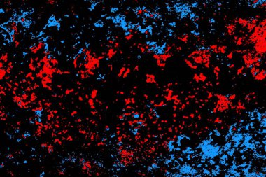 Kırmızı ve mavi renkli, soyut, esmer, pejmürde bir doku. Grunge arkaplanı, metin veya reklam için boşluk resmini kopyala