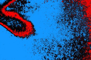 Soyut kırmızı ve mavi renkli pejmürde bir doku. Grunge arkaplanı, metin veya reklam için boşluk resmini kopyala