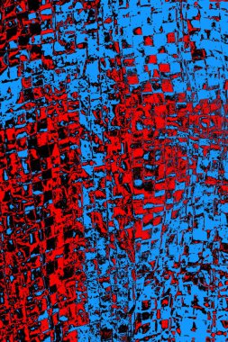 Soyut kırmızı ve mavi renkli pejmürde bir doku. Grunge arkaplanı, metin veya reklam için boşluk resmini kopyala