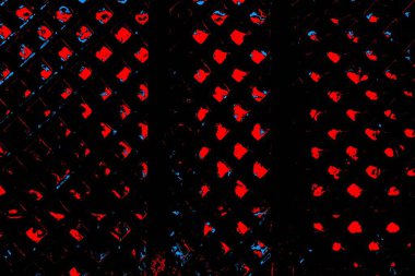 Kırmızı ve mavi renkli, soyut, esmer, pejmürde bir doku. Grunge arkaplanı, metin veya reklam için boşluk resmini kopyala