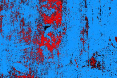 Soyut kırmızı ve mavi renkli pejmürde bir doku. Grunge arkaplanı, metin veya reklam için boşluk resmini kopyala