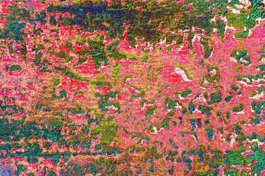 Soyut neon renkler çizik ve çatlaklarla dokulu duvar. 