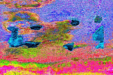 Soyut neon renkler çizik ve çatlaklarla dokulu duvar. 