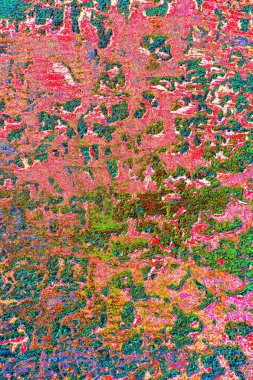 Soyut neon renkler çizik ve çatlaklarla dokulu duvar. 