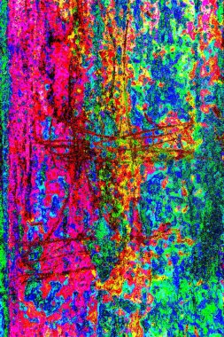 Soyut neon renkler çizik ve çatlaklarla dokulu duvar. 