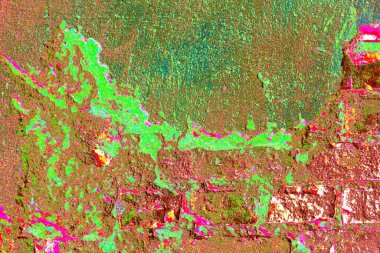 Soyut neon renkler çizik ve çatlaklarla dokulu duvar. 